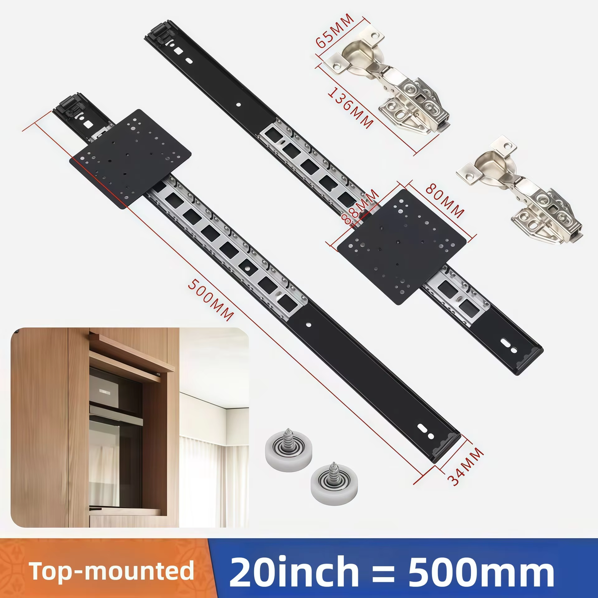Upturn Folding Hidden Door Slide Rail Cabinet Clothing Cabinet Upturn Track Swing Door Pocket Hardware Accessories
