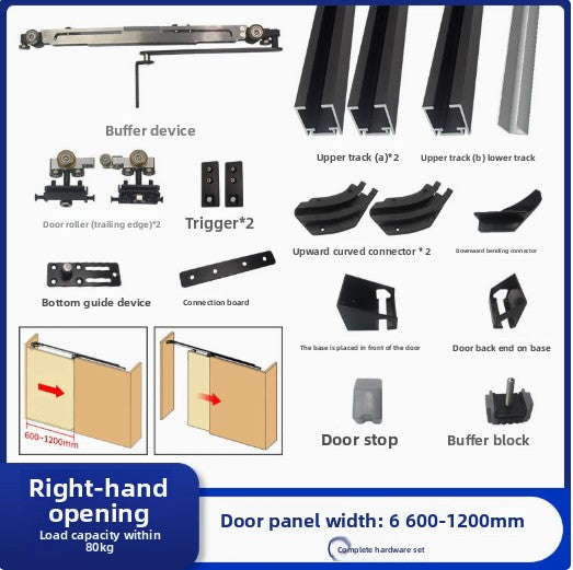 Referral Bus Door Slide Rail Silent Buffer Cloakroom Bedroom Door Invisible Sliding Sliding Door Track Hardware Accessories