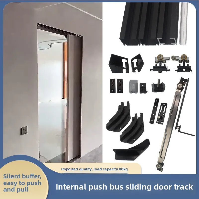 Referral Bus Door Slide Rail Silent Buffer Cloakroom Bedroom Door Invisible Sliding Sliding Door Track Hardware Accessories