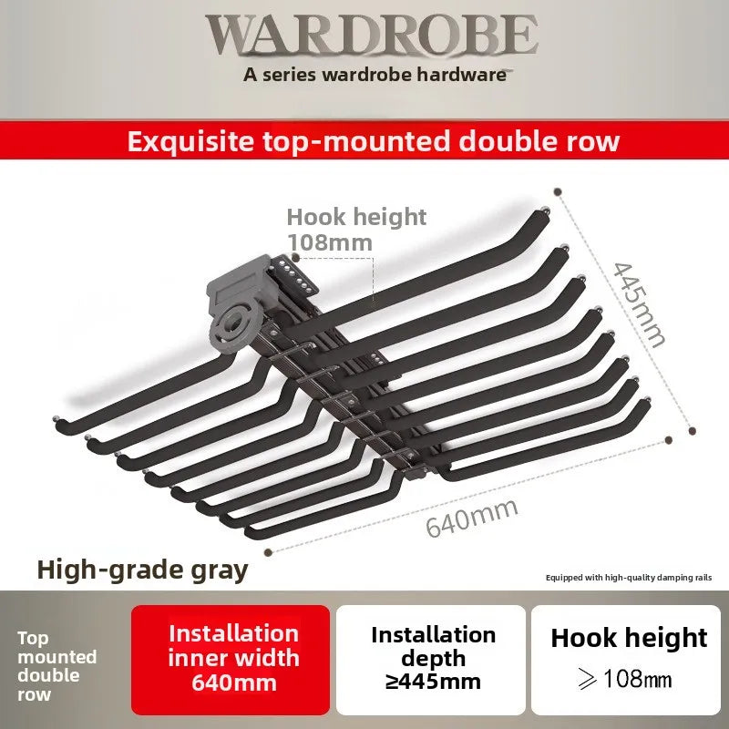 Cabinet Pull-out Pants Rack, Wardrobe Top Double-row Damping Pants Rack, Push-pull Retractable Pants Rack