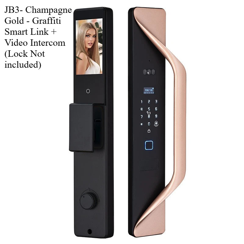 18 Languages Foreign Trade Smart Lock Fingerprint Lock Graffiti Visual Intercom 3D Facial Recognition Automatic Electronic Lock
