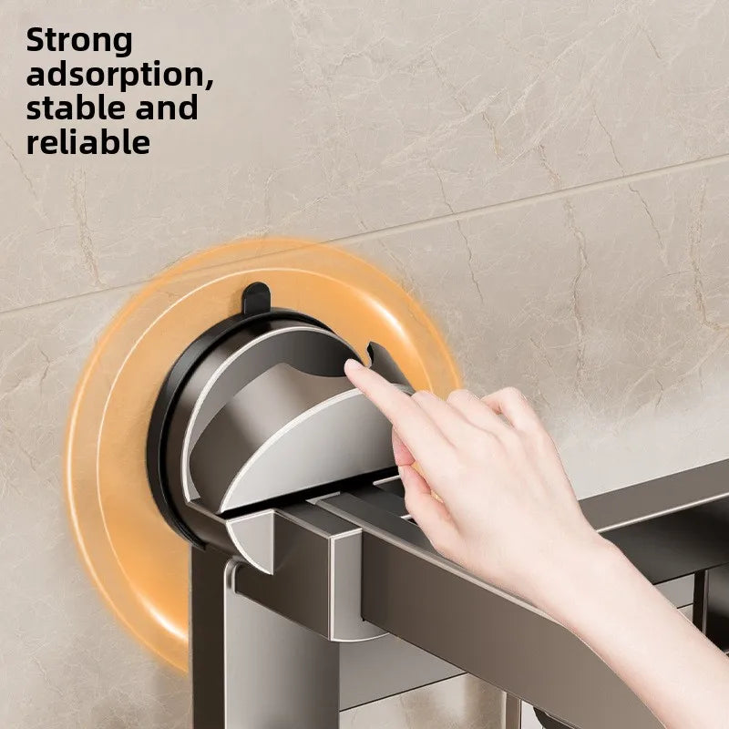 Suction Cup, Net Basket, Bath Towel Rack, No Punching, Bathroom Rack, Toilet, Clothes Storage Artifact Folding Towel Rack
