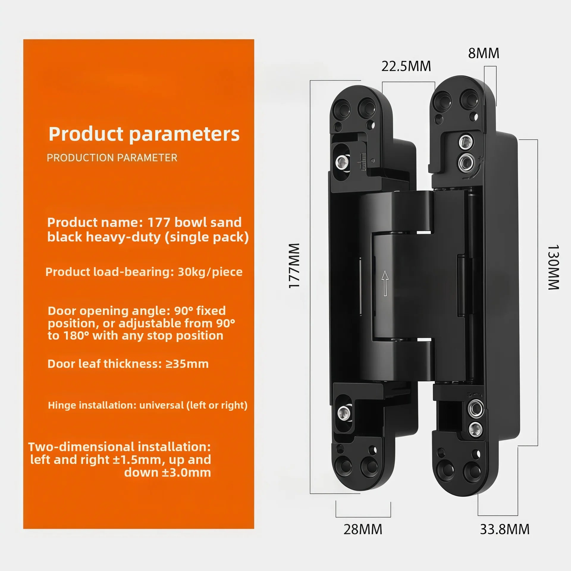 Hydraulic 3D Hidden Folding Invisible Door Hinge Without Tail Rod 90 Degree Invisible Buffer Automatic Closing Hinge
