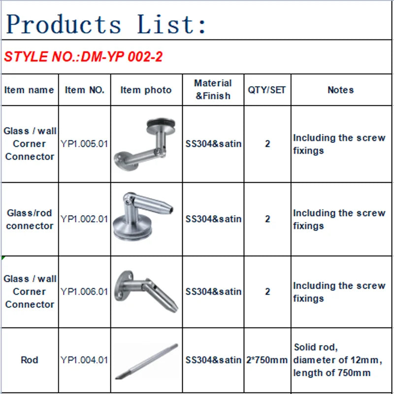 High Quality Stainles Steel 304 Glass Canopy / Awning Bracket