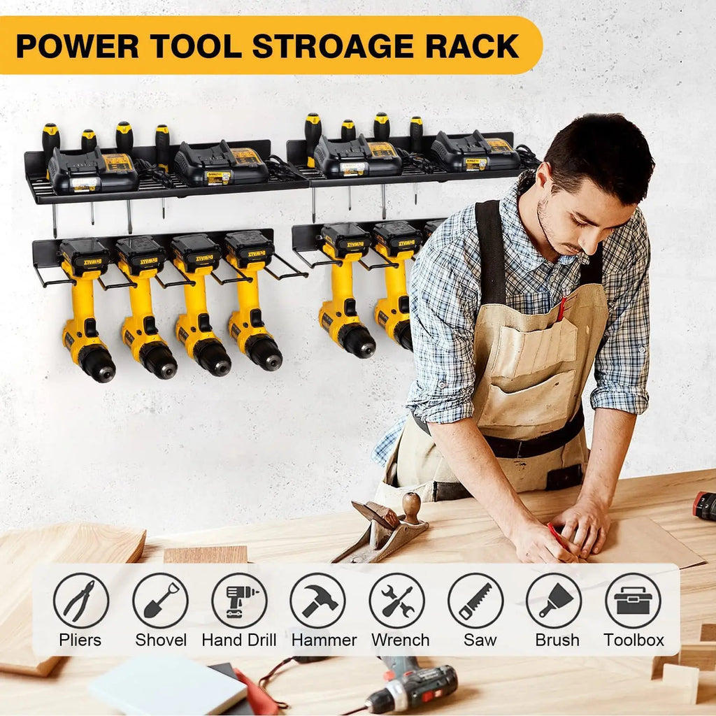 Wholesale Wall Mounted Hardware Tool Rack Shelf Screwdriver Electric Drill Rack Cross Border Metal Power Tool Storage Rack