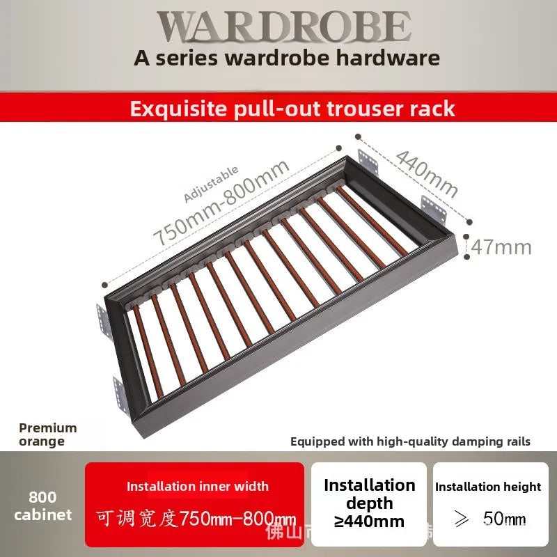 Multifunctional Telescopic Pants Rack Wardrobe Built-in Leather Jewelry Box Cloakroom Pull-up Pants Rack Pull Basket Storage Box
