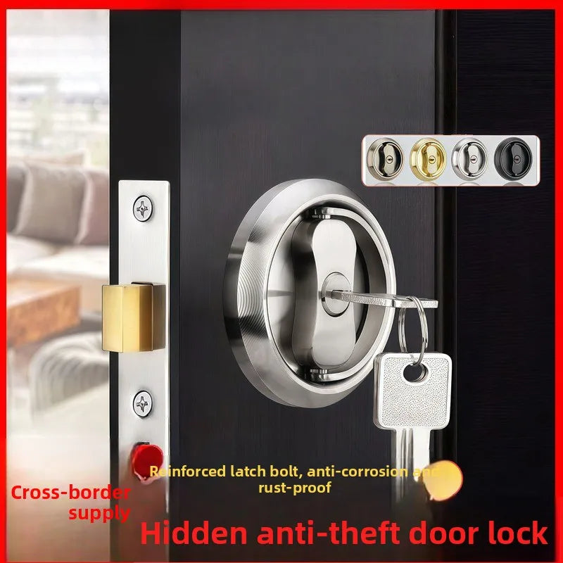 Household Pull Ring Anti-theft Dark Door Lock Hidden Double-sided Single Tongue Anti-theft Door Invisible Lock