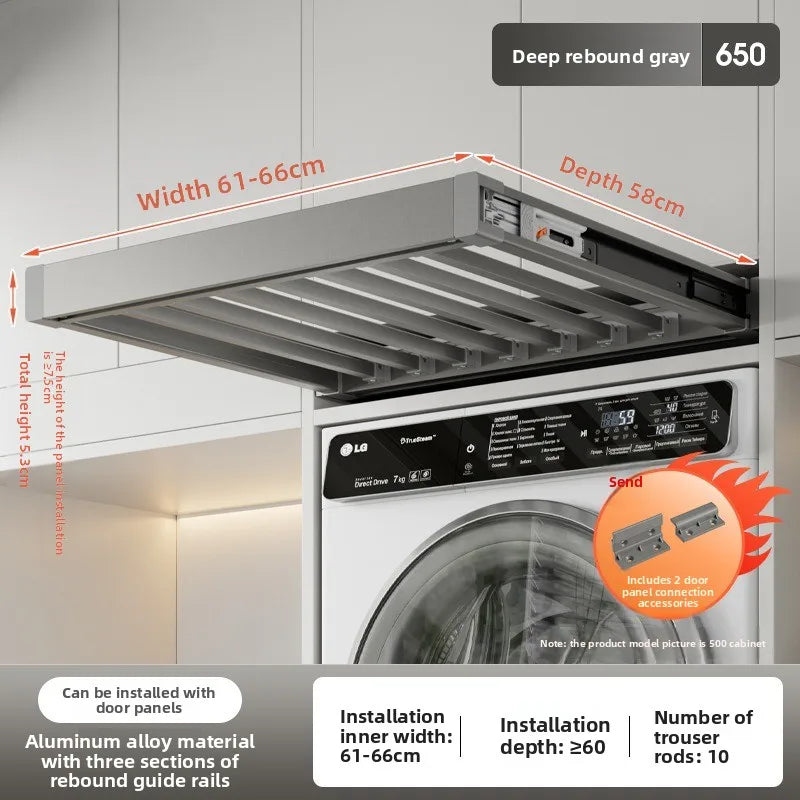 Washing Machine Pull Hanger, Hidden Telescopic Invisible Pants Hanger Above Balcony, Pants Draw Built-in Storage Slide