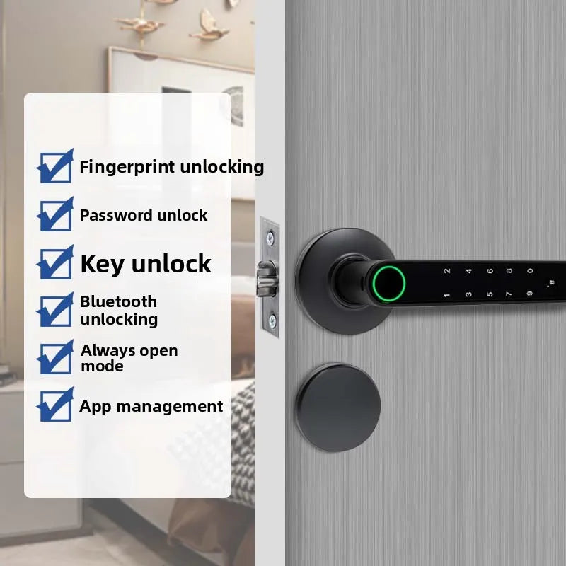 All-through Split Hotel Electronic Induction Fingerprint Lock Wooden Door Swipe Card Lock Magnetic Card Smart Lock
