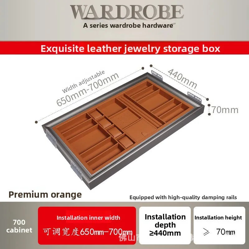 Multifunctional Telescopic Pants Rack Wardrobe Built-in Leather Jewelry Box Cloakroom Pull-up Pants Rack Pull Basket Storage Box