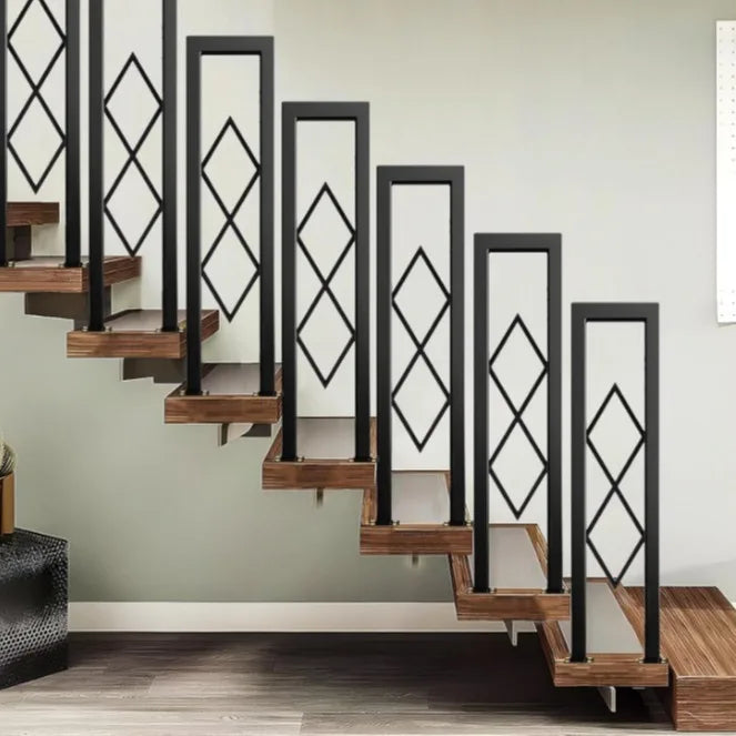 Nordic Simple Rhombus Handrail Stair Railing Wrought Iron Handrail Guardrail Column Indoor Stair Guardrail Gold Column