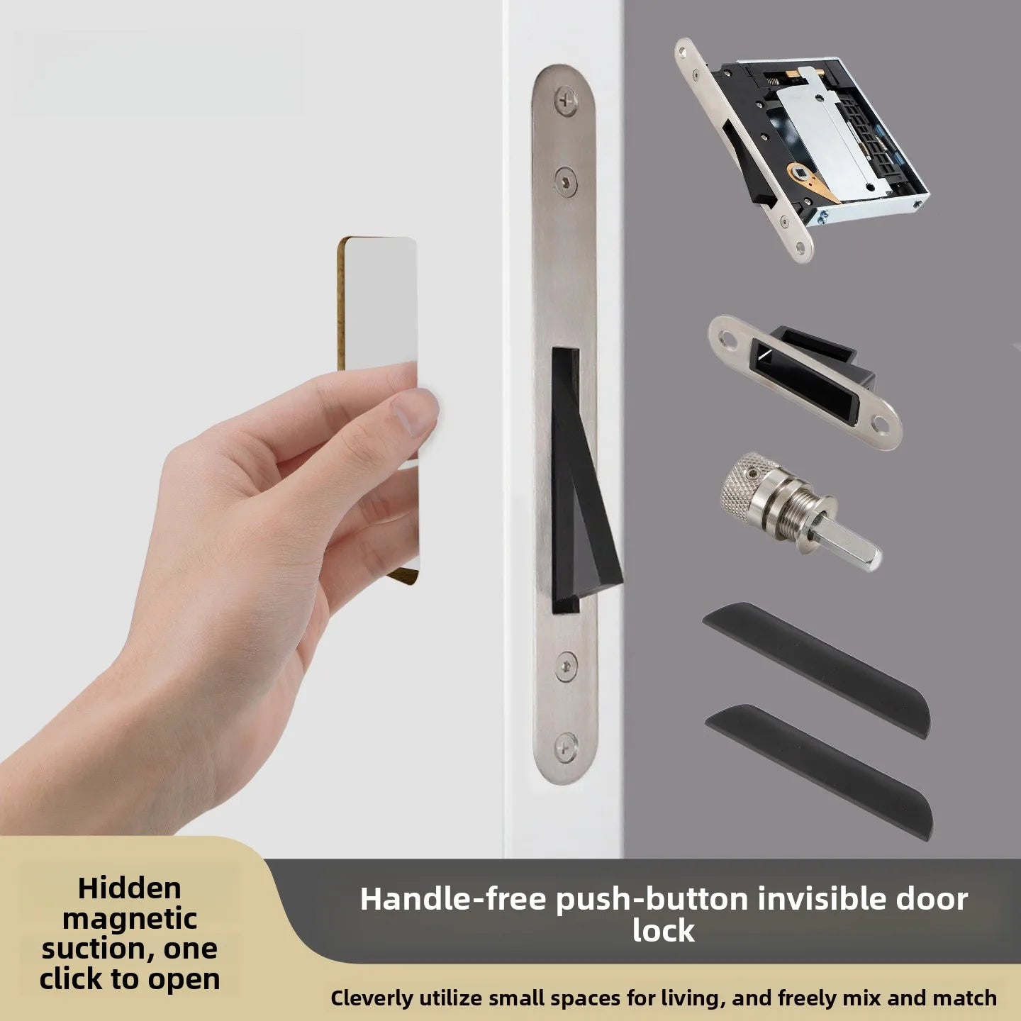 High-grade Handleless Invisible Door Lock Wooden Door Double-sided Press Door Magnetic Lock Minimalist Indoor Anti Hidden Lock