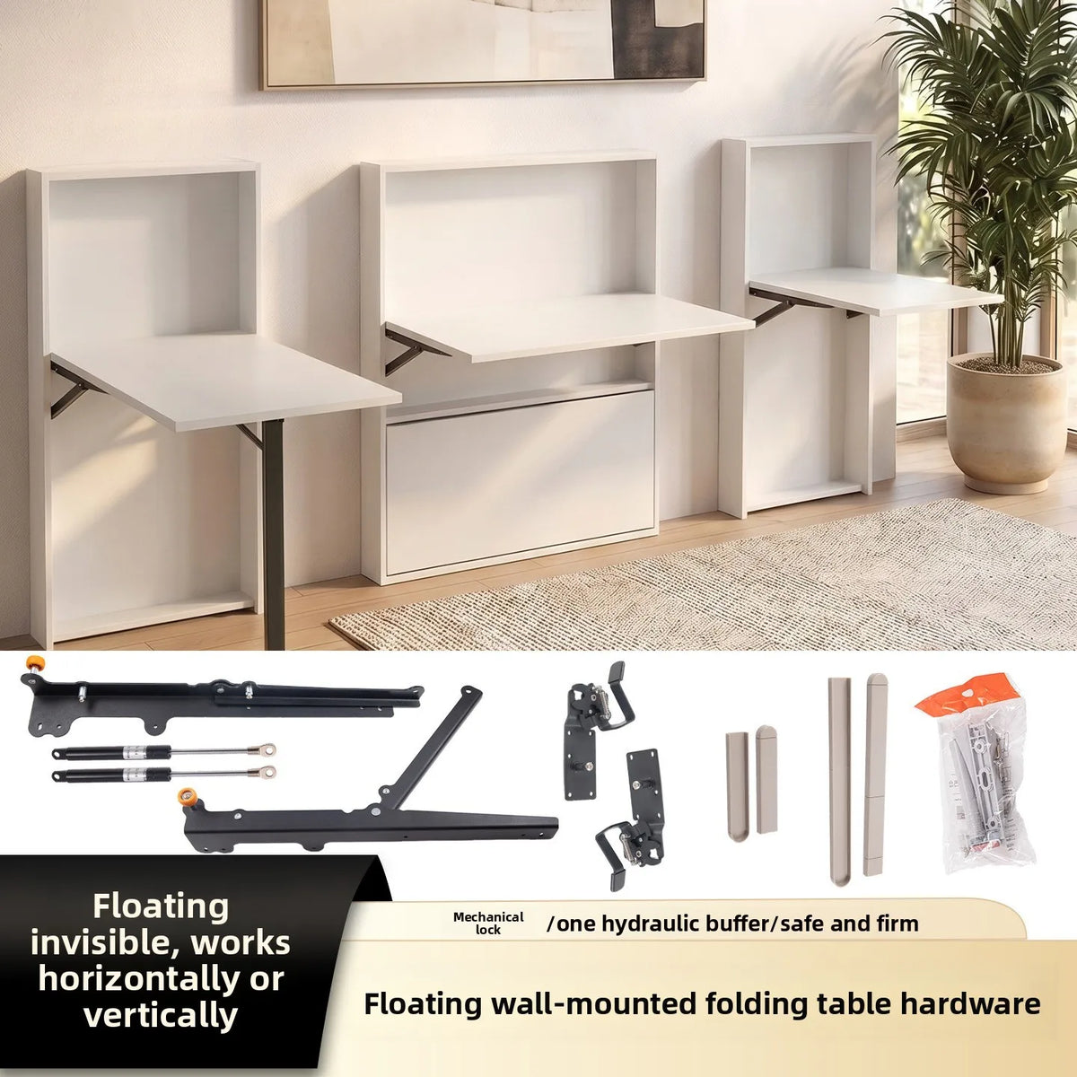 Floating Wall-mounted Folding Table Support Frame, Hidden Flip-down Wall-mounted Desk, Soft-folding Hardware Accessories