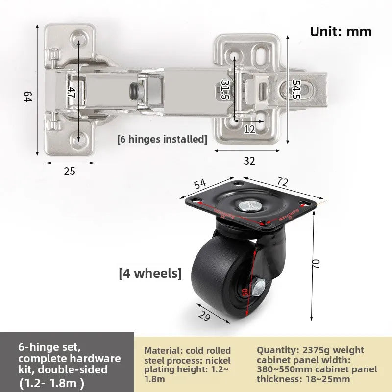 Refrigerator Storage Cabinet Door Hinge Hardware Full Set of Accessories Kitchen Locker Locker Double Door Large Angle Hinge