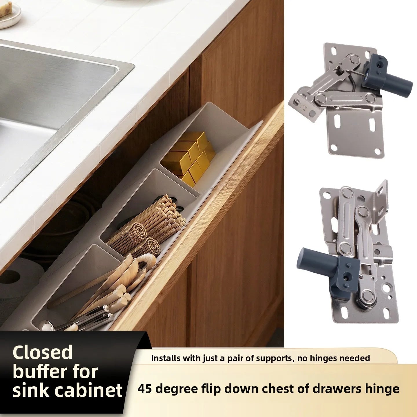 Sink Cabinet Under Turn 45 Degree Hinge Lower Door Damping Door Hinge Furniture Cabinet Door Connector Accessories