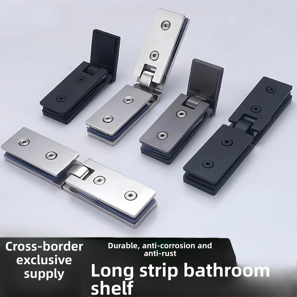 Frameless Glass Door Rectangular Bathroom Hinge 304 Stainless Steel Extremely Narrow Shower Room Hinge Door Clip Accessories