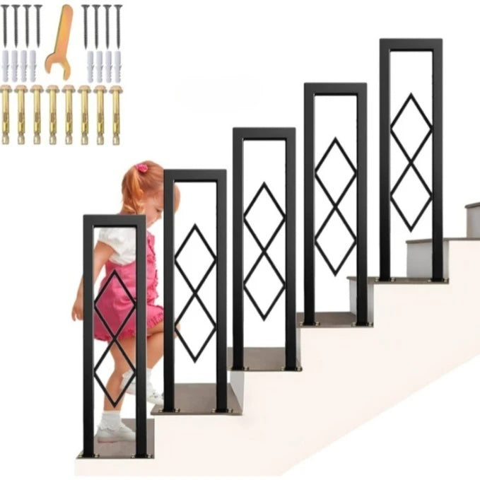 Nordic Simple Rhombus Handrail Stair Railing Wrought Iron Handrail Guardrail Column Indoor Stair Guardrail Gold Column