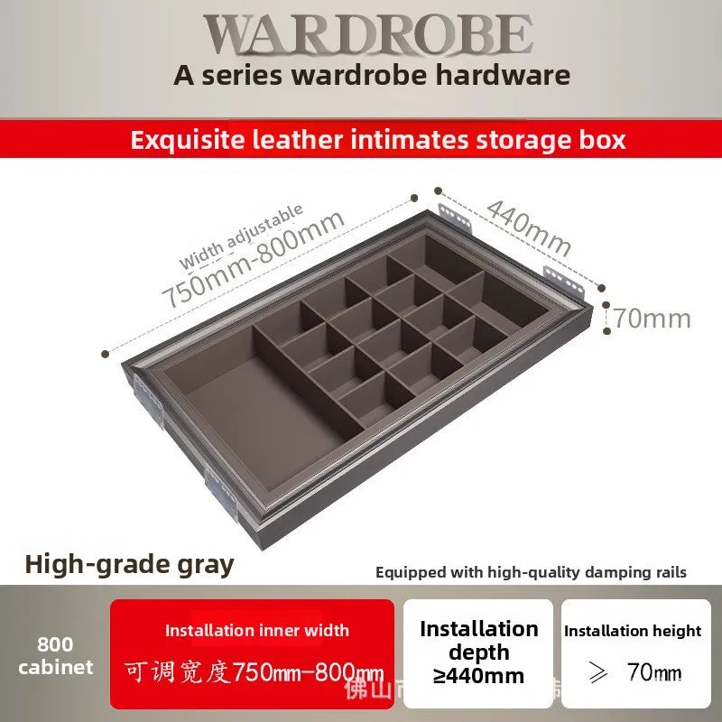 Multifunctional Telescopic Pants Rack Wardrobe Built-in Leather Jewelry Box Cloakroom Pull-up Pants Rack Pull Basket Storage Box