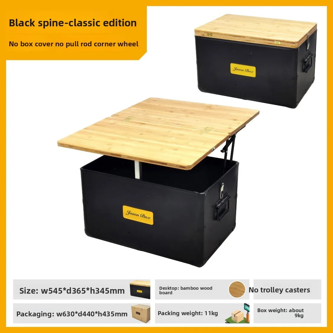 Outdoor Mobile Kitchen Car Camping Box Picnic Storage with Folding Tea Table