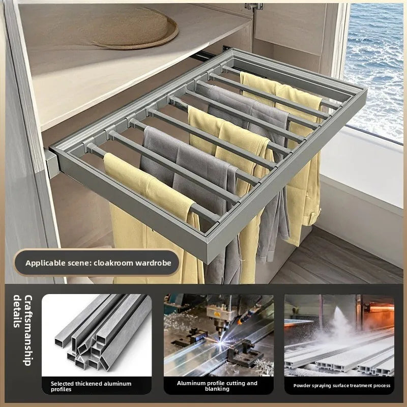 Wardrobe Pants Rack Household Hanging Pants Multi-functional Sliding Rail Push-pull Hardware Accessories