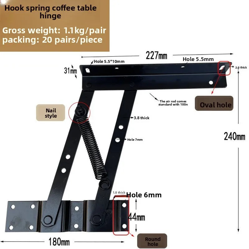 Coffee Table Lifter Pneumatic Rod Damping Folding Spring Coffee Table Lifter Bracket Hardware Accessories