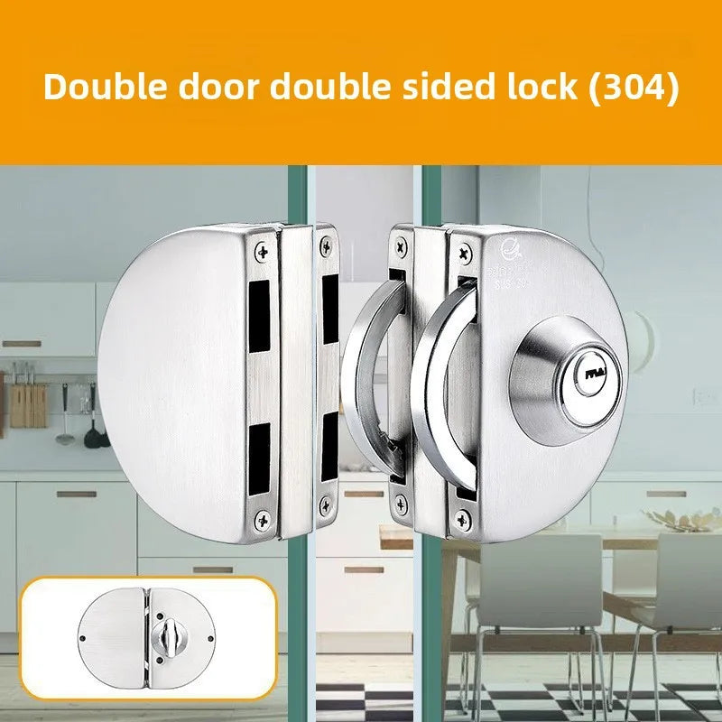 Semi-circular Non-opening Glass Door Lock Single and Double Door Door Frameless Glass Safety Lock Hardware Accessories