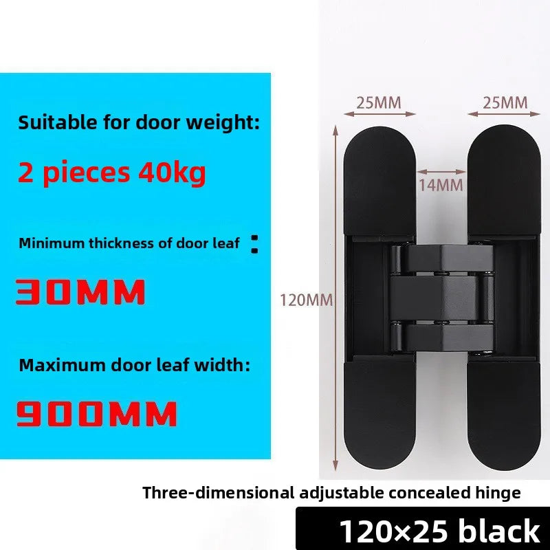 Hidden 3D Adjustable Zinc Alloy Door Hinge – Invisible Design