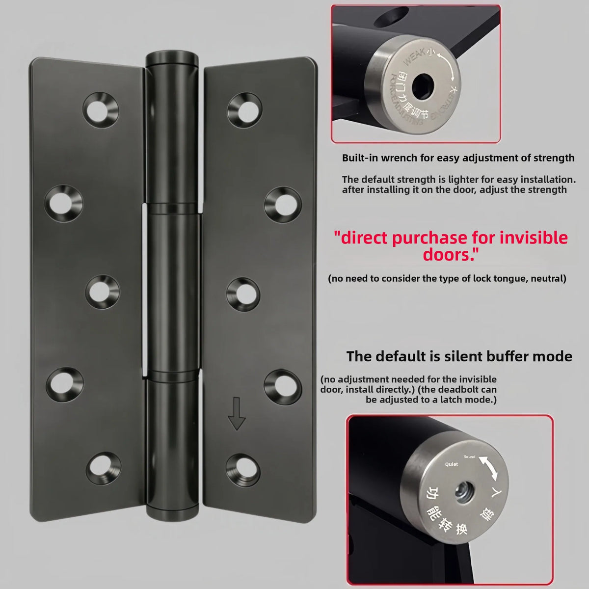Hydraulic Damping Buffer Casement Hinge Thickened Load-bearing Wooden Door Silent Automatic Closed Door Hardware Accessories