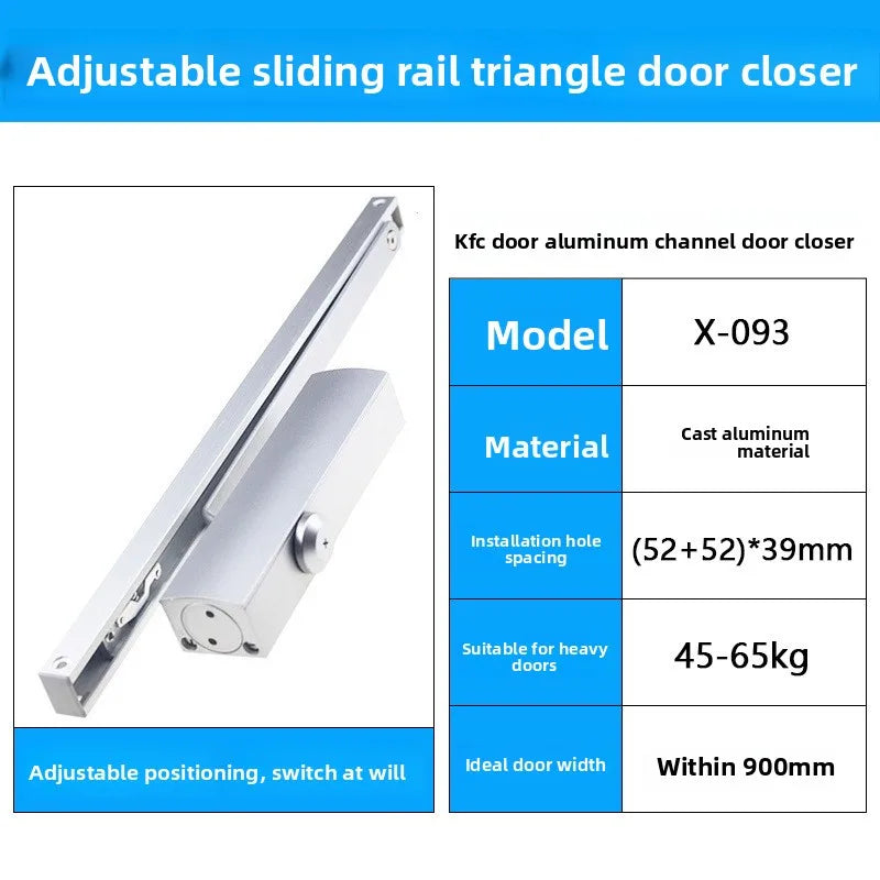 Slide Rail Square Machine Hydraulic Door Closer Silent Buffer Automatic Door Closer Aluminum Groove Door Closer
