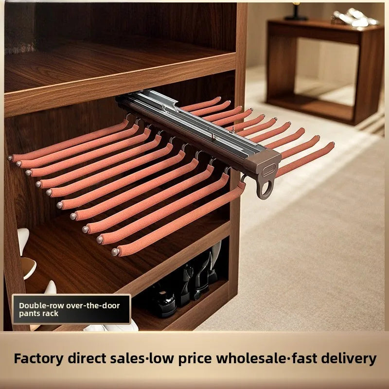 Multifunctional Telescopic Pants Pumping Wardrobe with Built-in Slide Rail Pulling Pants Rack Top-mounted Push-pull Hanging Rod