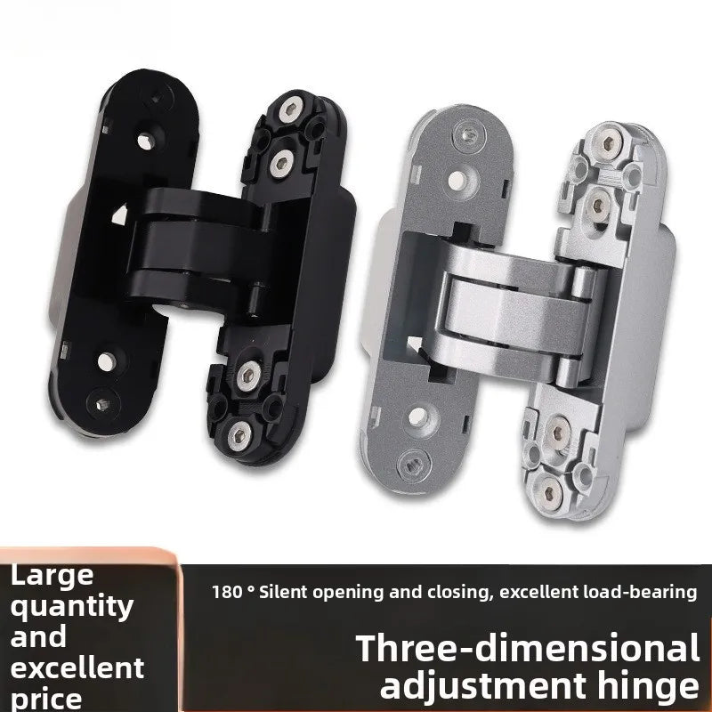 Zinc Alloy Hidden 3D Adjustable Cross Dark Hinge Wooden Door Hidden Silent Hinge 180 Degree Dark Hinge