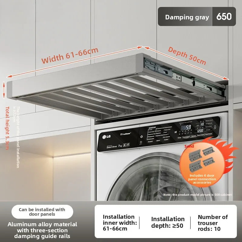 Washing Machine Pull Hanger, Hidden Telescopic Invisible Pants Hanger Above Balcony, Pants Draw Built-in Storage Slide