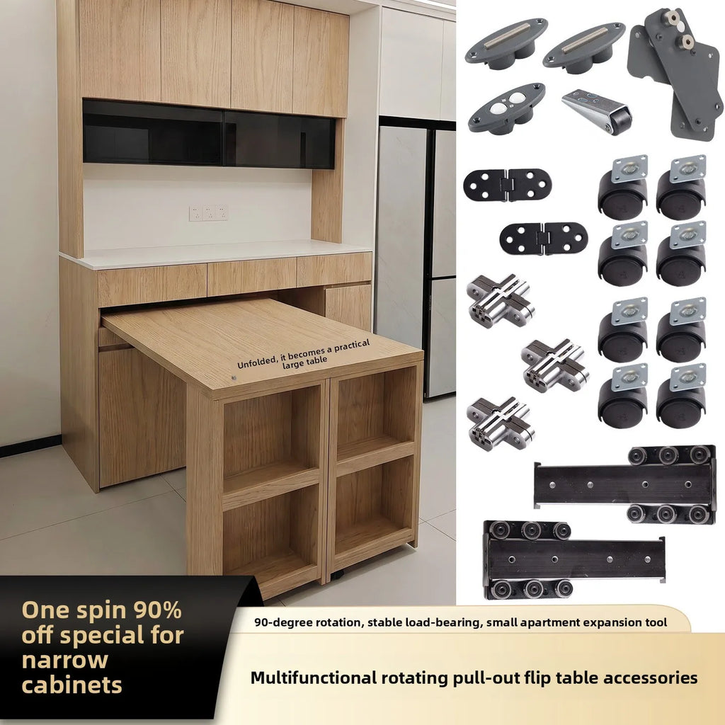 Rotary Folding Dining Table Hardware Accessories Side Cabinet 90 Degrees Multi-function Folding Mobile Desktop Connector