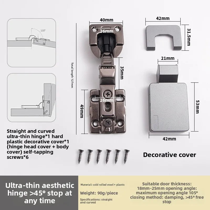 Two-stage Force 12mm Ultra-thin Hinge for Narrow Cabinet Doors