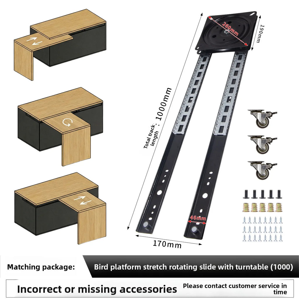 Translation Rotating Island Slide Rail Hardware Accessories Retractable Table Bar Guide Rail Pull Middle Island Rail Slide