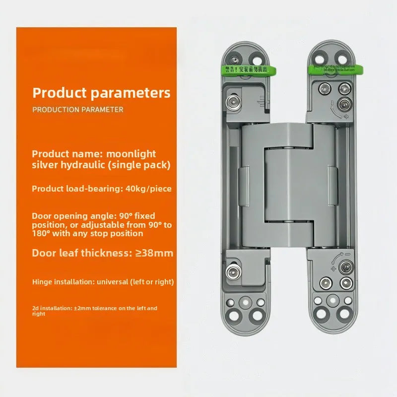 Hydraulic 3D Hidden Folding Invisible Door Hinge Without Tail Rod 90 Degree Invisible Buffer Automatic Closing Hinge