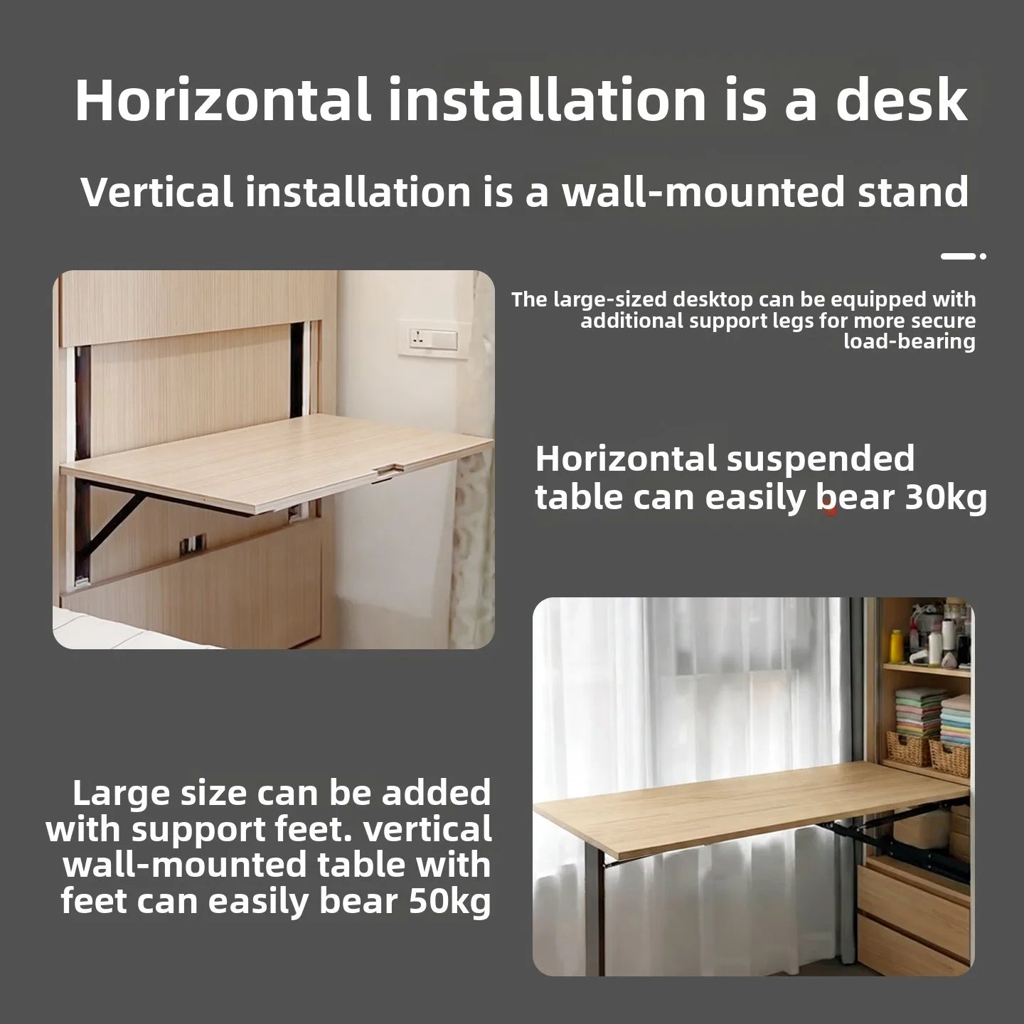 Floating Wall-mounted Folding Table Support Frame, Hidden Flip-down Wall-mounted Desk, Soft-folding Hardware Accessories