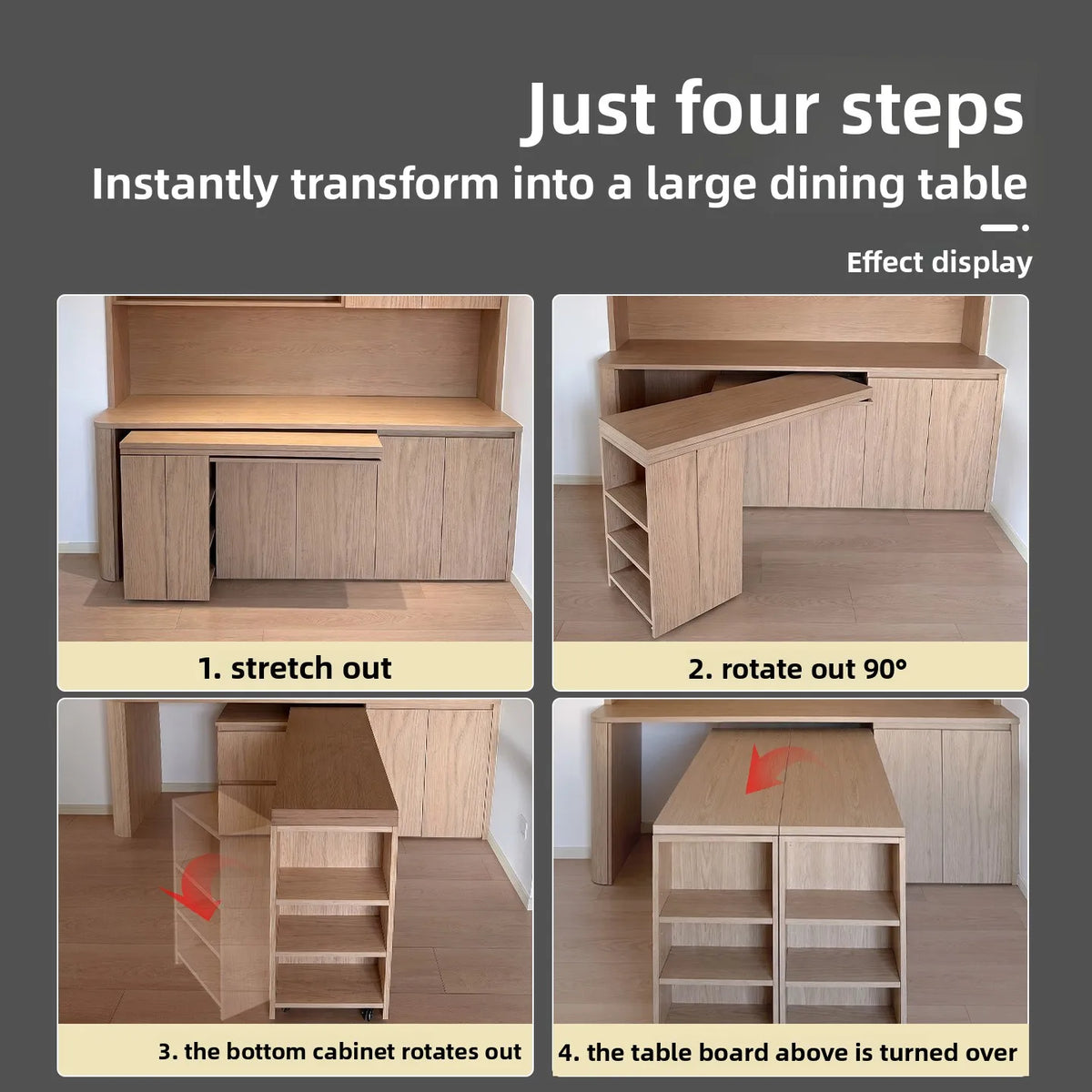 Rotary Folding Dining Table Hardware Accessories Side Cabinet 90 Degrees Multi-function Folding Mobile Desktop Connector