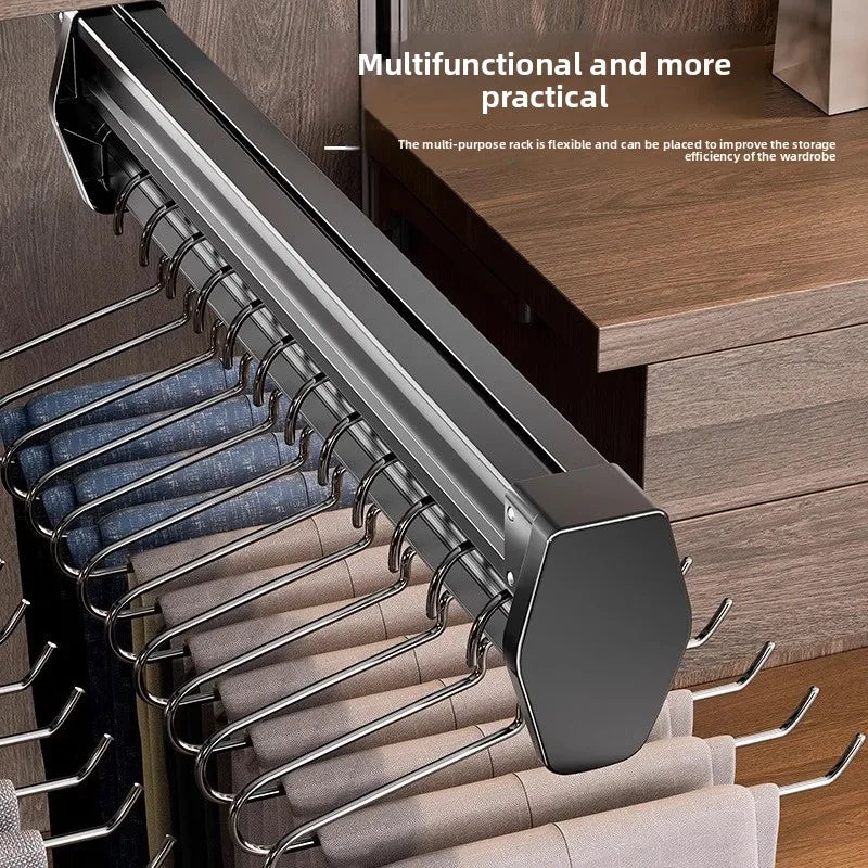 Manufacturer Pants Rack, Multi-functional Wardrobe, Clothing Pulling Track Shelf, Wardrobe Built-in Telescopic Pants Storage