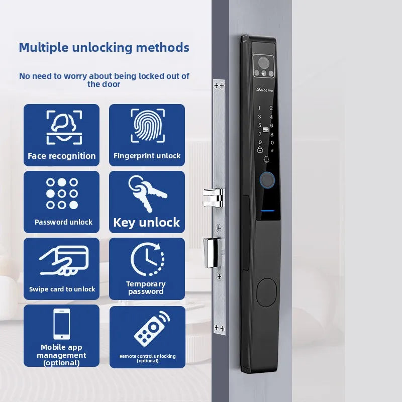 Broken Bridge Aluminum Facial Recognition Smart Lock Graffiti Fingerprint Lock Waterproof and High Temperature Resistance