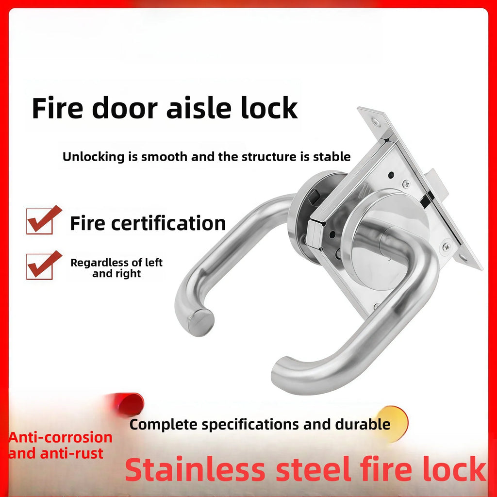 304 Stainless Steel Aisle Lock Stainless Steel Safety Channel Handle Single Tongue Aisle Fire Door Safety Lock