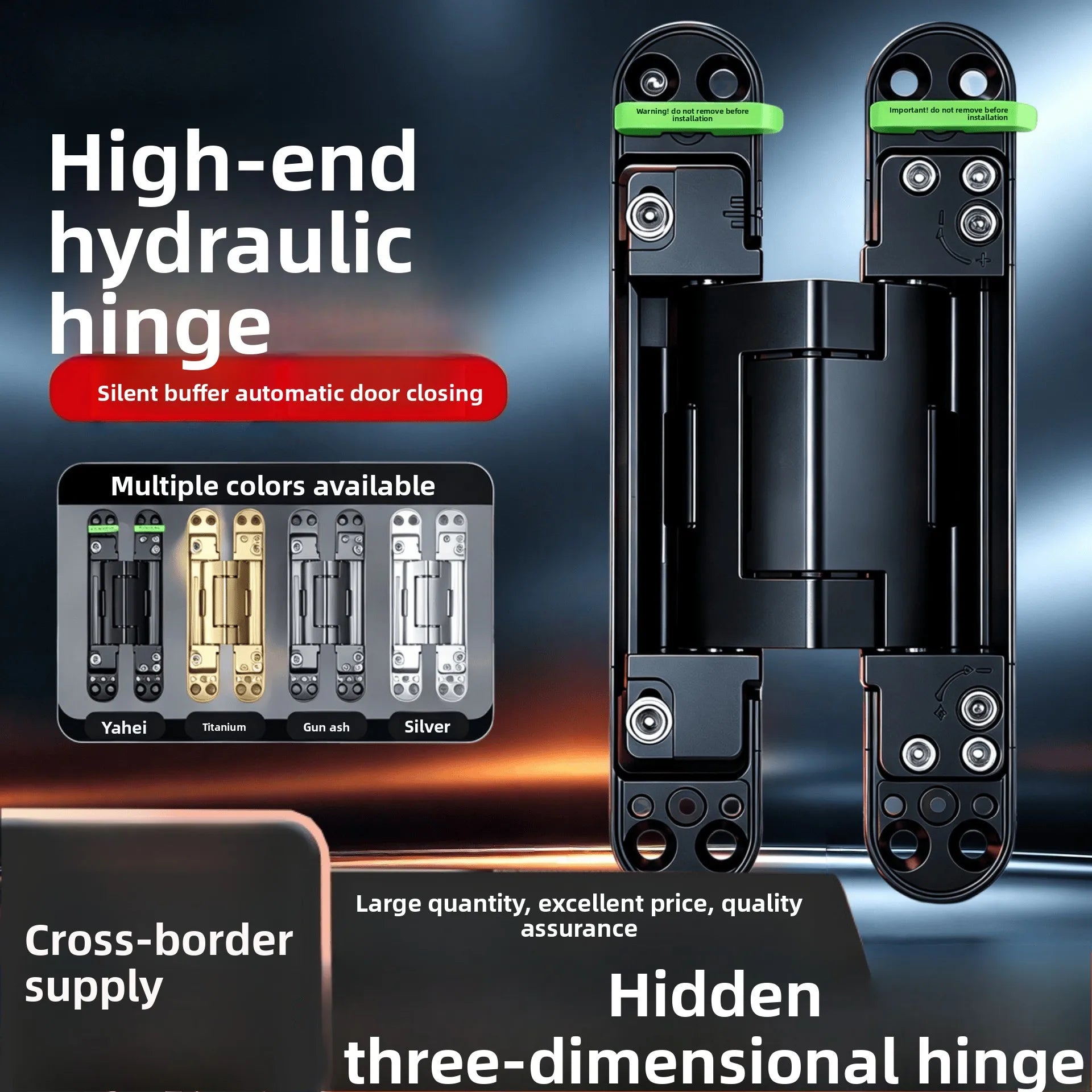Hydraulic 3D Hidden Folding Invisible Door Hinge Without Tail Rod 90 Degree Invisible Buffer Automatic Closing Hinge