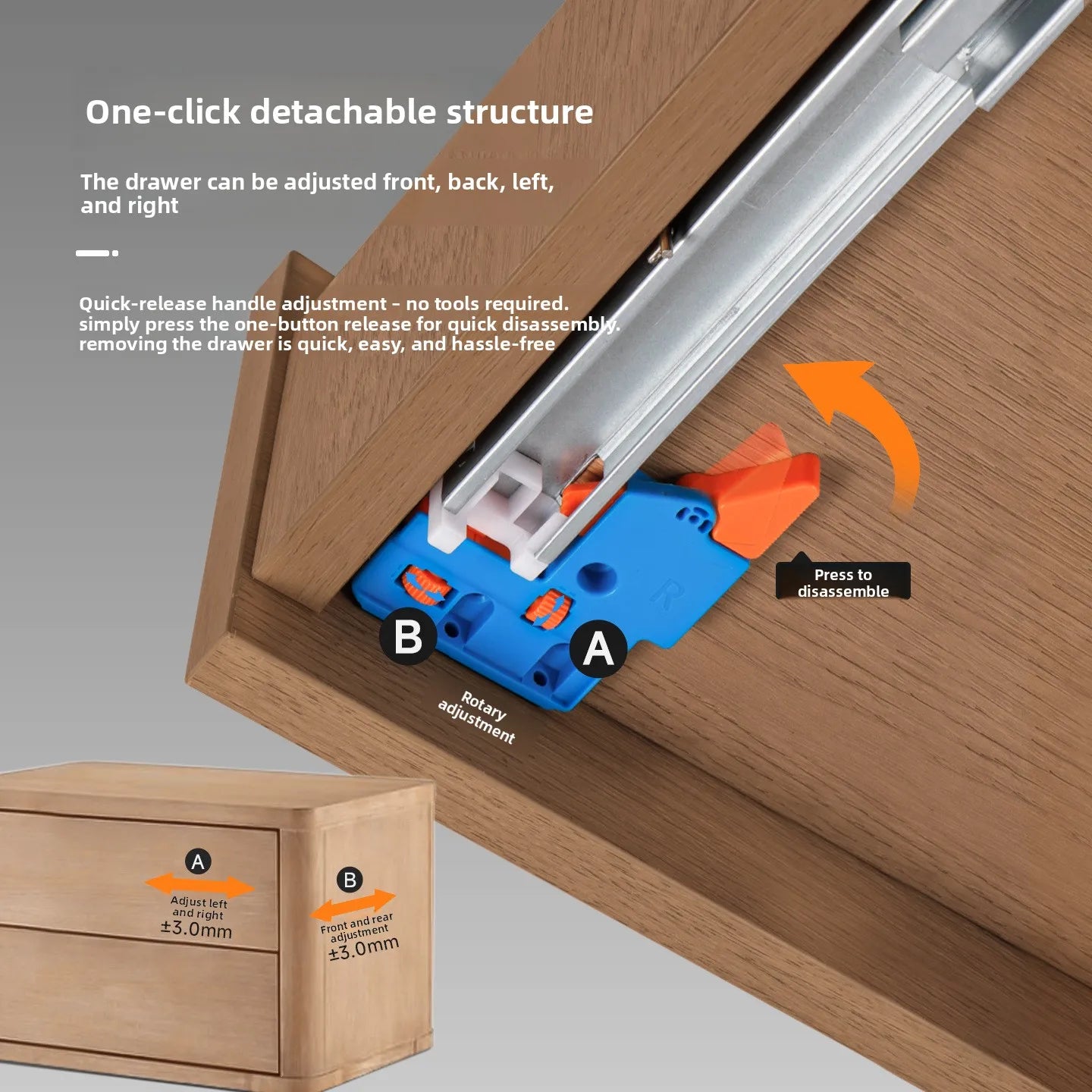 Drawer Three-section Synchronous Linkage Slide Rail Support Full Pull Slide Rail Damping Buffer Drawer Hidden Guide Rail