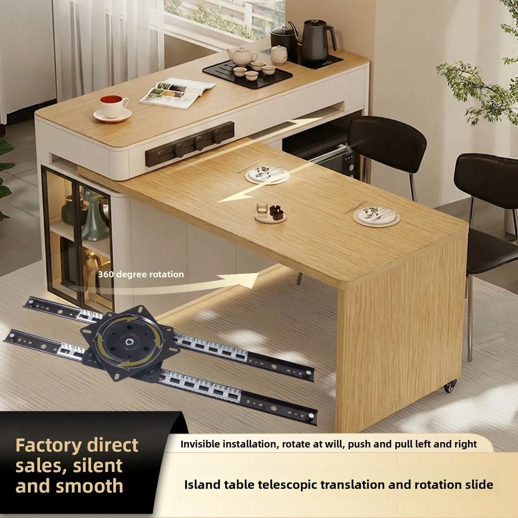 Translation Rotating Island Slide Rail Hardware Accessories Retractable Table Bar Guide Rail Pull Middle Island Rail Slide