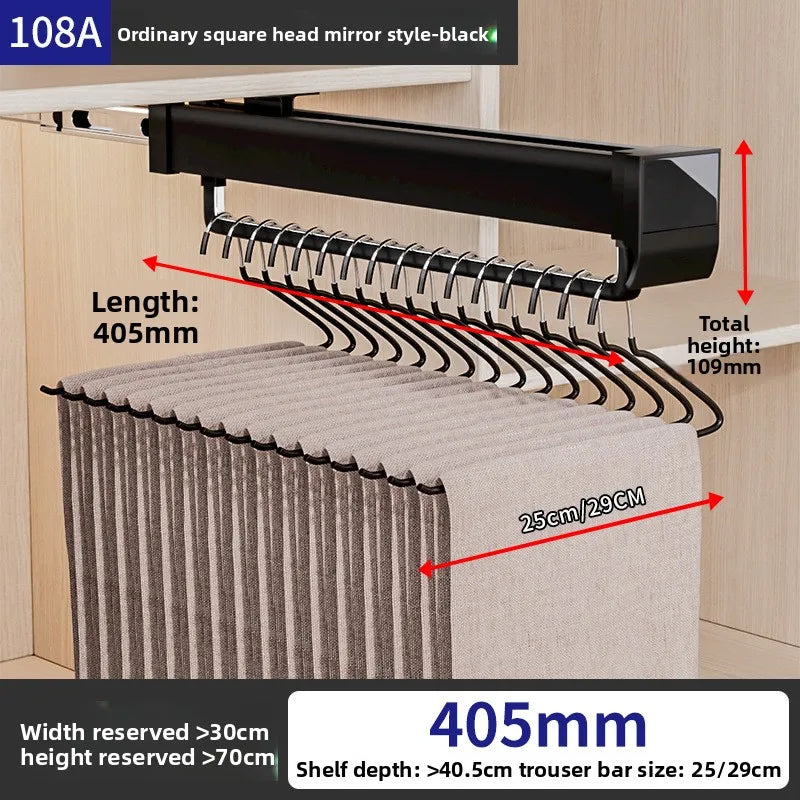 Pants Rack Telescopic Slide Rail Damping Wardrobe Multifunctional Built-in Non-punching Hanging Rod Top Pull-out Pants Rack