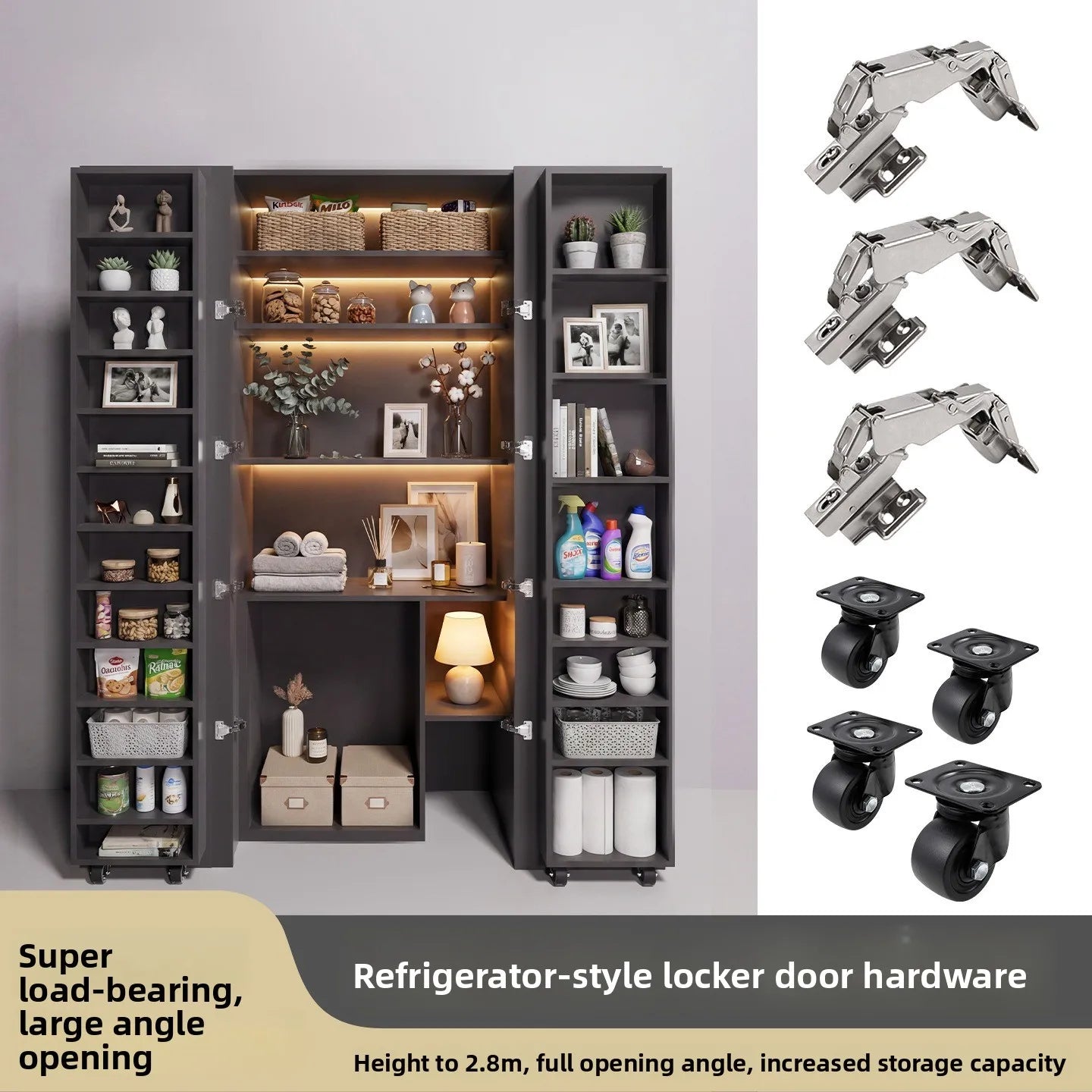 Refrigerator Storage Cabinet Door Hinge Hardware Full Set of Accessories Kitchen Locker Locker Double Door Large Angle Hinge