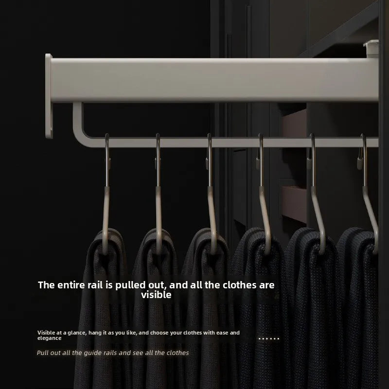 Storage Wardrobe Hanging Rod Pull-up Pants Rack Load-bearing Strong Telescopic Slide Rail Damping Silent Pull-up Wardrobe