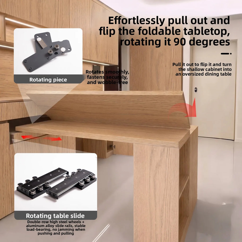 Rotary Folding Dining Table Hardware Accessories Side Cabinet 90 Degrees Multi-function Folding Mobile Desktop Connector
