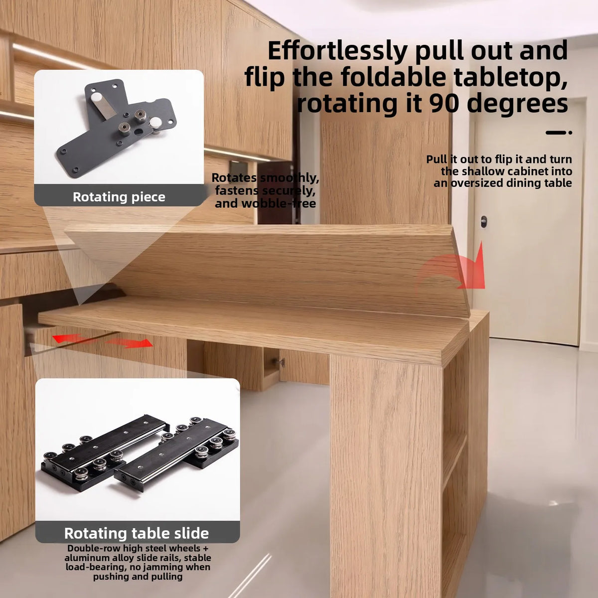 Rotary Folding Dining Table Hardware Accessories Side Cabinet 90 Degrees Multi-function Folding Mobile Desktop Connector