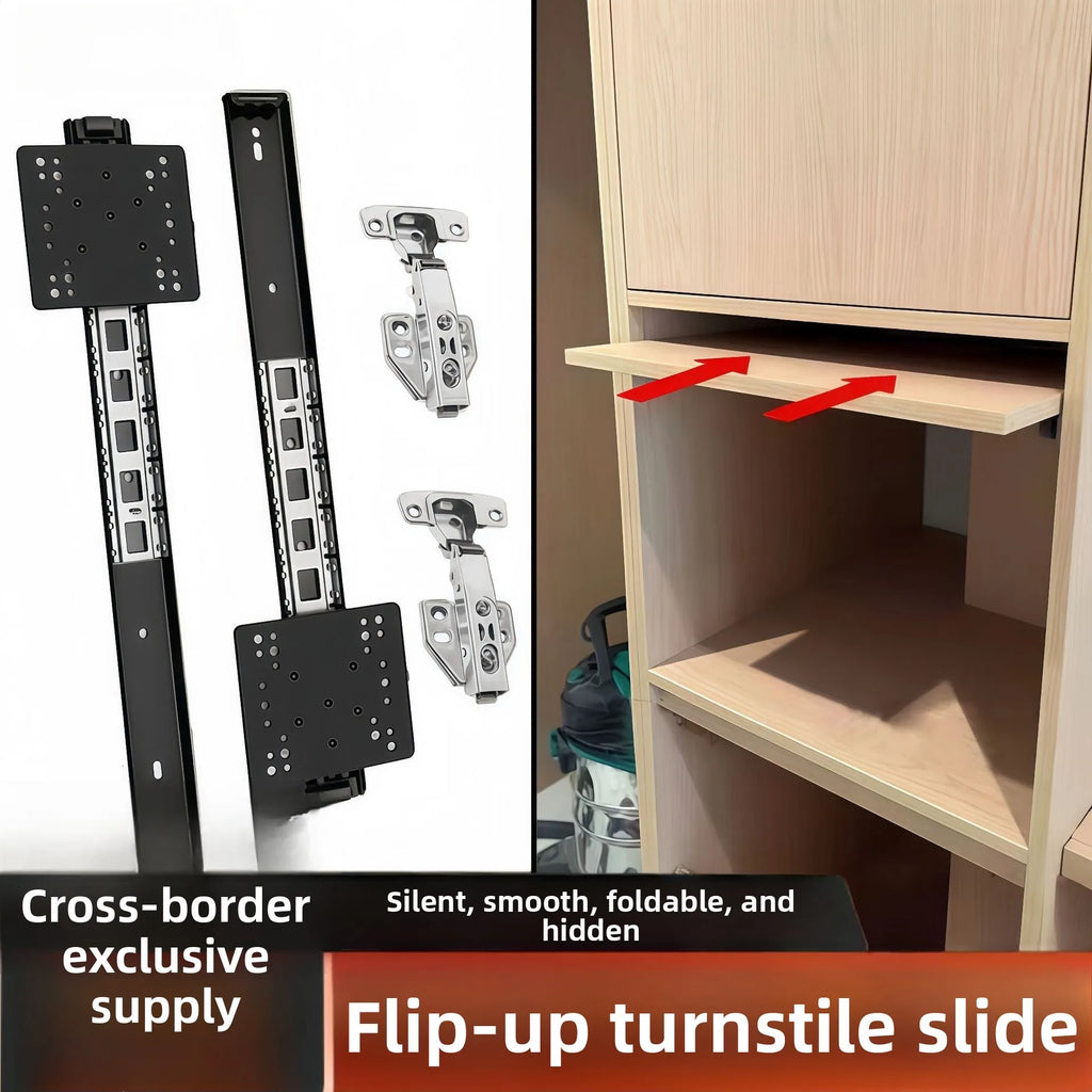 Upturn Folding Hidden Door Slide Rail Cabinet Clothing Cabinet Upturn Track Swing Door Pocket Hardware Accessories